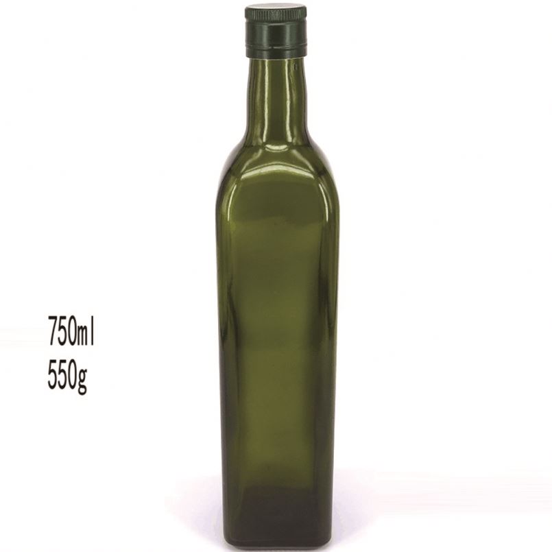 High Quality Durable 250Ml 500Ml 750Ml Jasper Green Square Glass Stocked Olive Oil Bottle