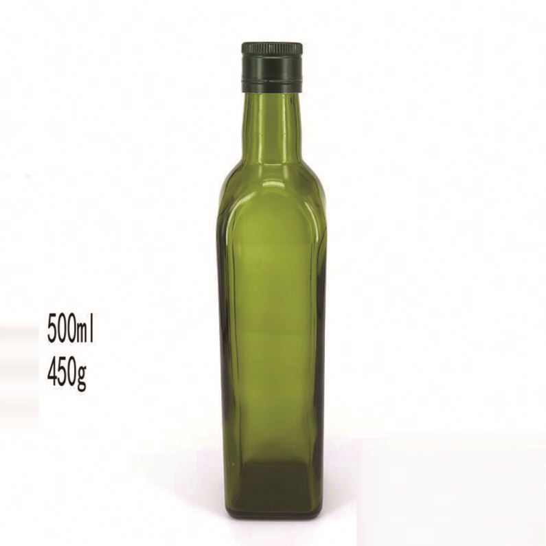 High Quality Durable 250Ml 500Ml 750Ml Jasper Green Square Glass Stocked Olive Oil Bottle