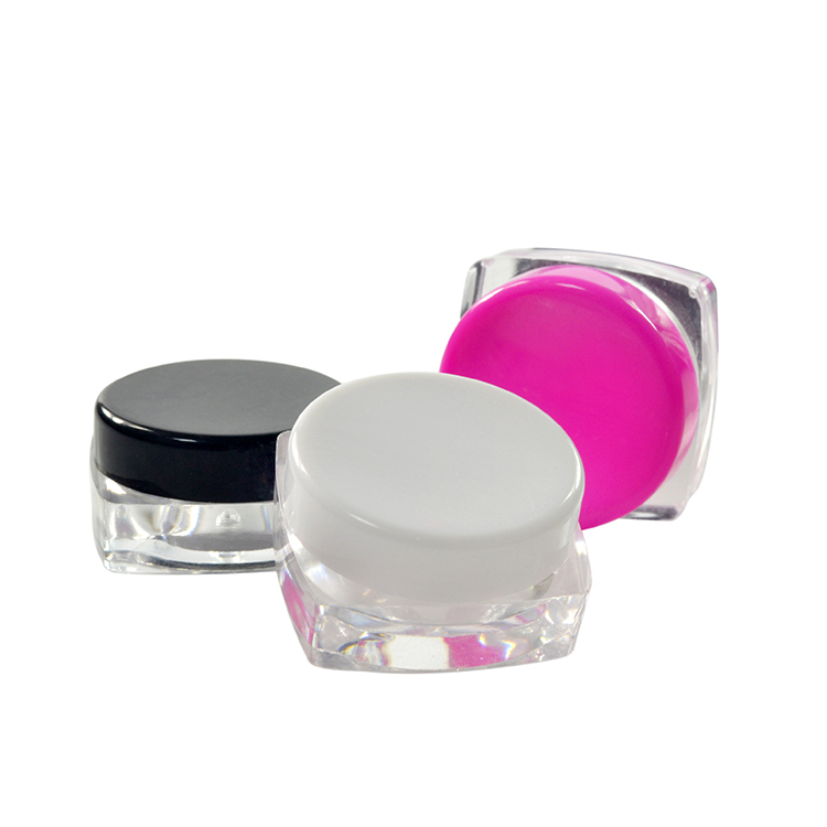 High Quality Eco- friendly empty mini round ang square clear 3g 5g  cosmetic containers plastic cream jars  with colored lid