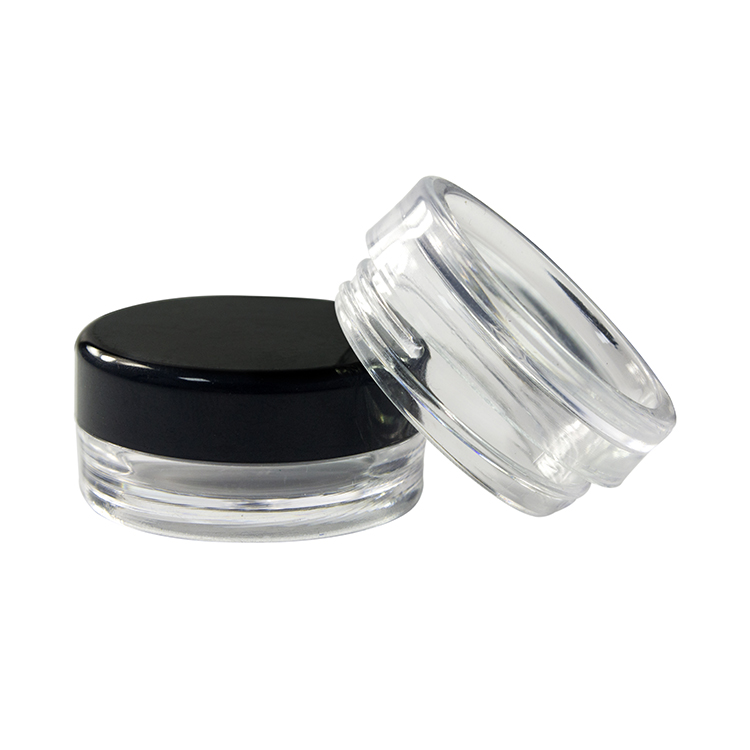 High Quality Eco- friendly empty mini round ang square clear 3g 5g cosmetic containers plastic cream jars with colored lid
