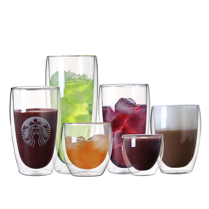 High Quality Egg Shape hand blooming Double Wall glass cup Coffee Juice Milk Beer Flower Tea