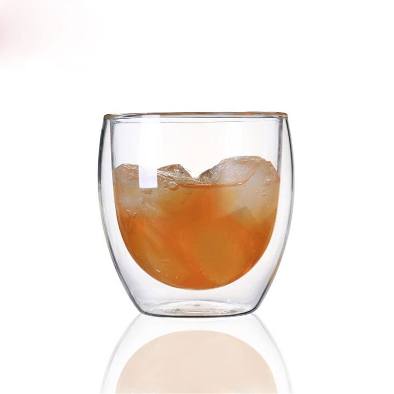 High Quality Egg Shape hand blooming Double Wall glass cup Coffee Juice Milk Beer Flower Tea