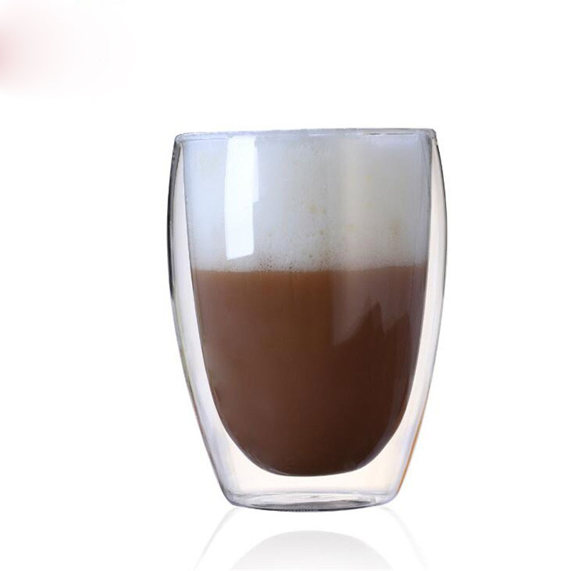 High Quality Egg Shape hand blooming Double Wall glass cup Coffee Juice Milk Beer Flower Tea