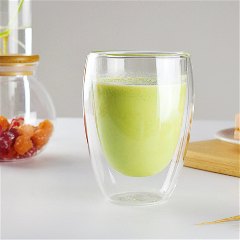 High Quality Egg Shape hand blooming Double Wall glass cup Coffee Juice Milk Beer Flower Tea