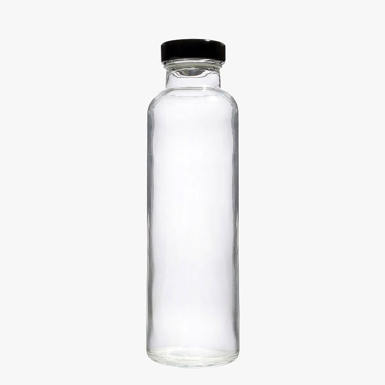 High Quality Empty 12oz fruit juice glass bottle transparent Beverage Packaging Containers Straight Shape With Metal Lids