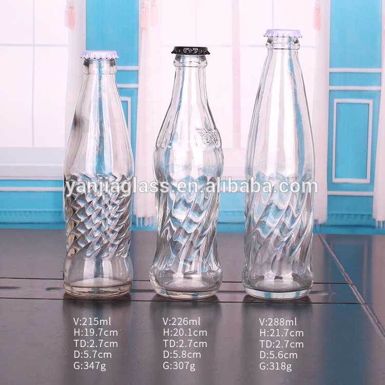 High Quality Empty 200ml 300ml Clear Glass Beverage Juice Bottle with crown cap
