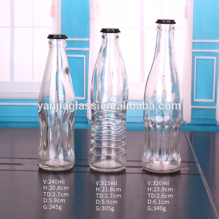 High Quality Empty 200ml 300ml Clear Glass Beverage Juice Bottle with crown cap