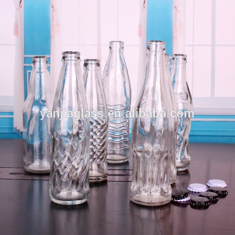 High Quality Empty 200ml 300ml Clear Glass Beverage Juice Bottle with crown cap