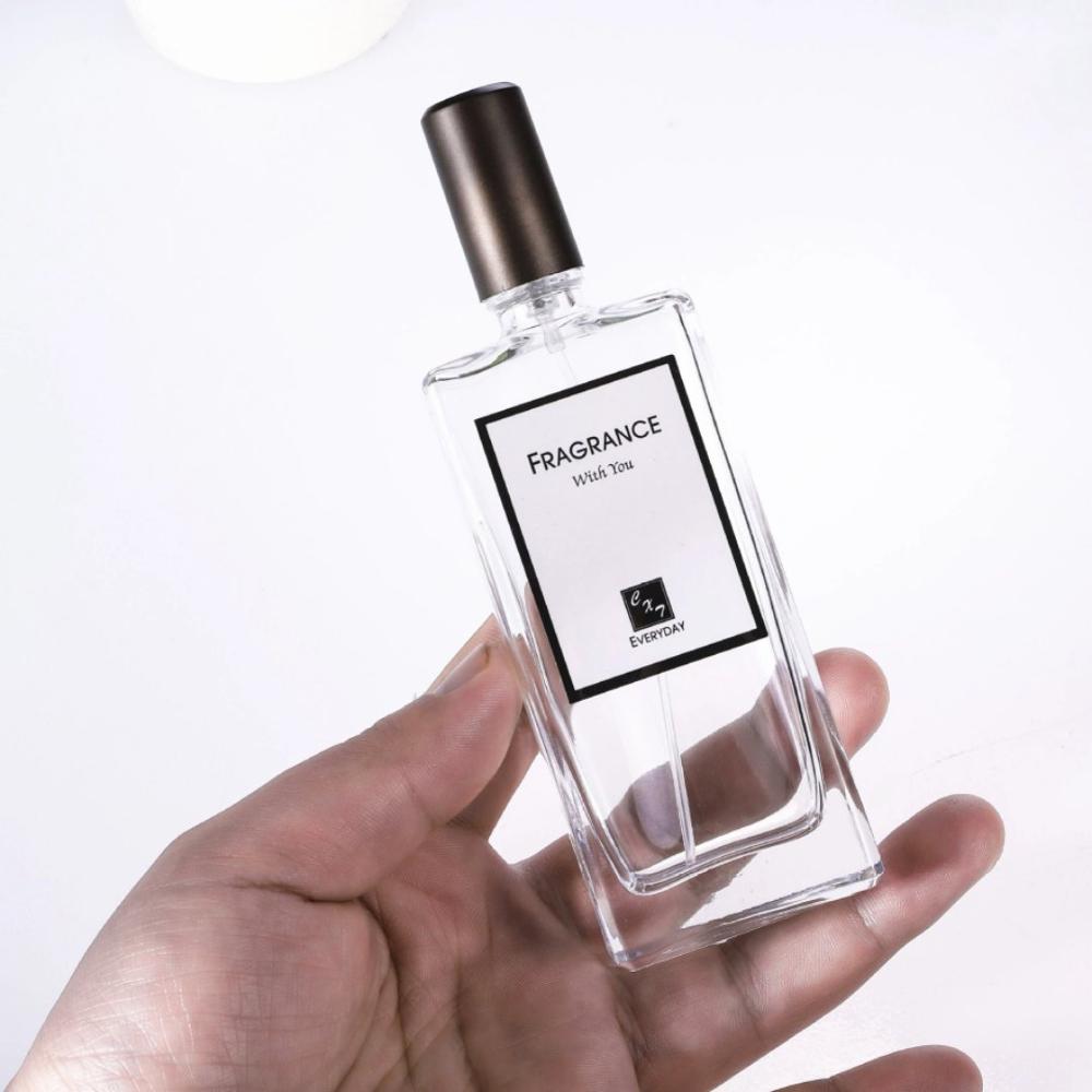 High Quality Empty 50ml Clear Rectangle Glass Spray Bottles Refillable Square Glass Perfume Bottle