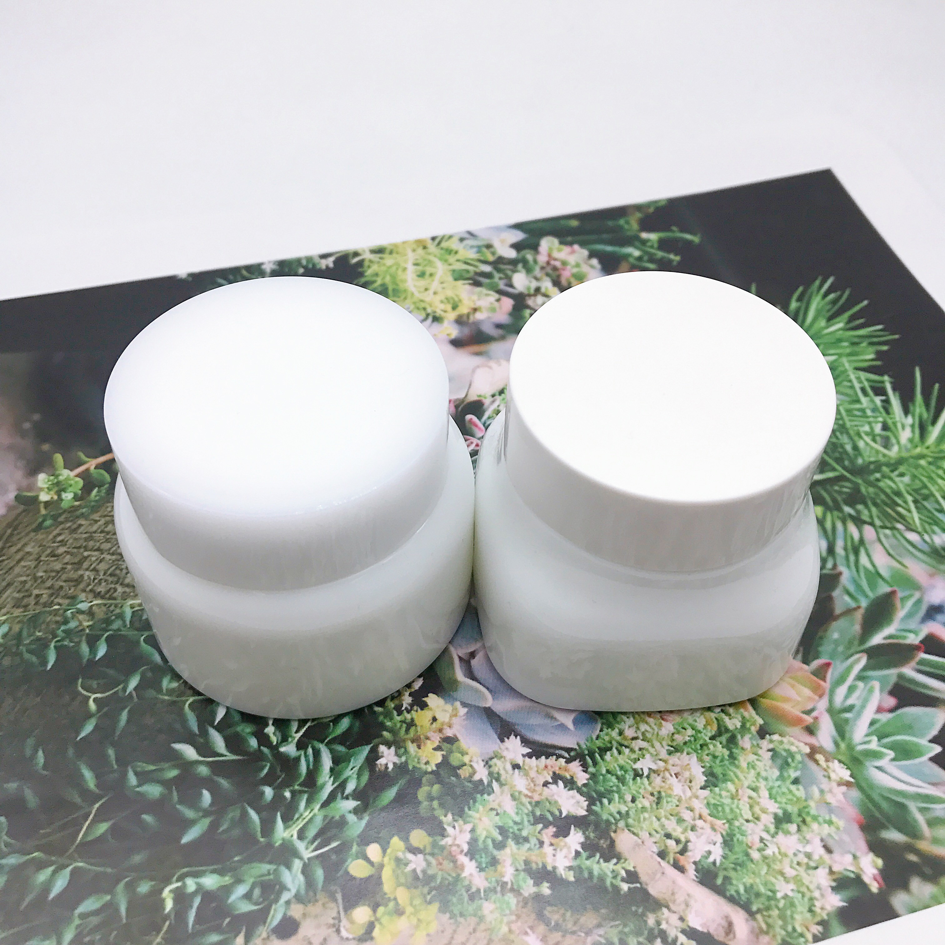 High Quality Empty  White Glass Cosmetics Cream Jar 50g
