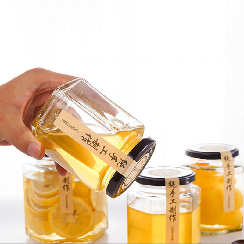 High Quality Empty honey glass bottle jam honey glass jar honey hexagon jar