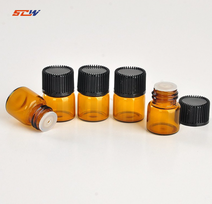 High Quality Essential Oil Bottles,1ml Mini Sample bottle Amber Glass Vials