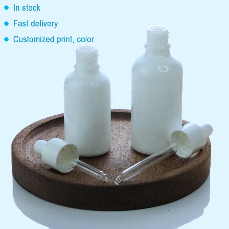High Quality Essential Oil White Smooth Dropper 5ml 10ml 15ml 20ml 30ml 50ml 100 ml White Printed Glass Bottle (GRW13)