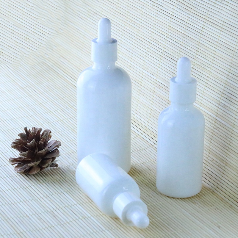 High Quality Essential Oil White Smooth Dropper 5ml 10ml 15ml 20ml 30ml 50ml 100 ml White Printed Glass Bottle (GRW13)