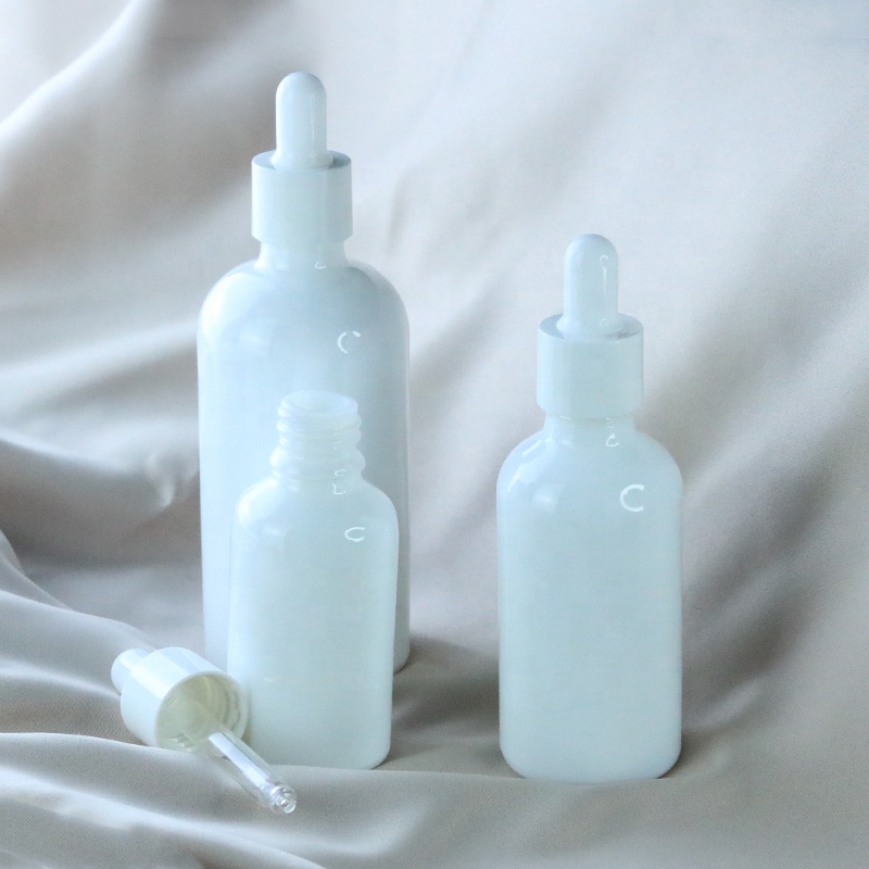 High Quality Essential Oil White Smooth Dropper 5ml 10ml 15ml 20ml 30ml 50ml 100 ml White Printed Glass Bottle (GRW13)