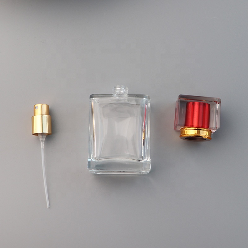 High Quality Factory 50ml Square empty Reusable luxury perfume glass bottle