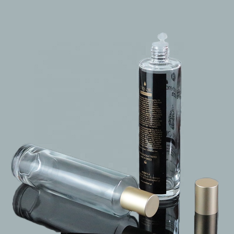 High Quality Factory Price 100ml Flat Shoulder Glass Cosmetic Toner Bottle With Screw Cap (EPG27)