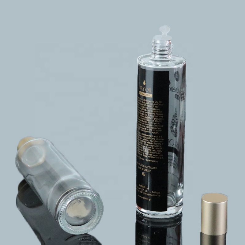 High Quality Factory Price 100ml Flat Shoulder Glass Cosmetic Toner Bottle With Screw Cap (EPG27)