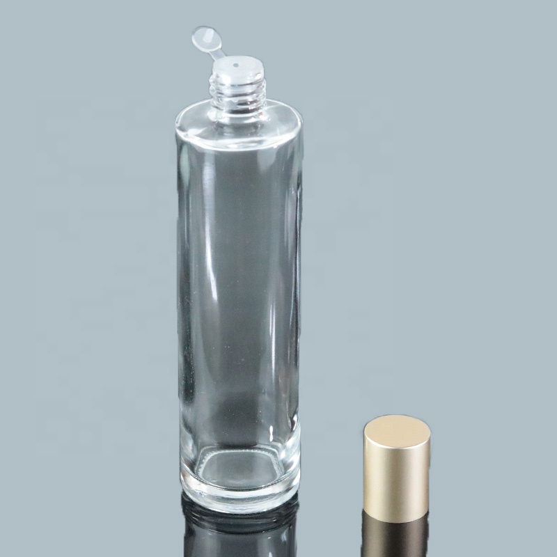 High Quality Factory Price 100ml Flat Shoulder Glass Cosmetic Toner Bottle With Screw Cap (EPG27)