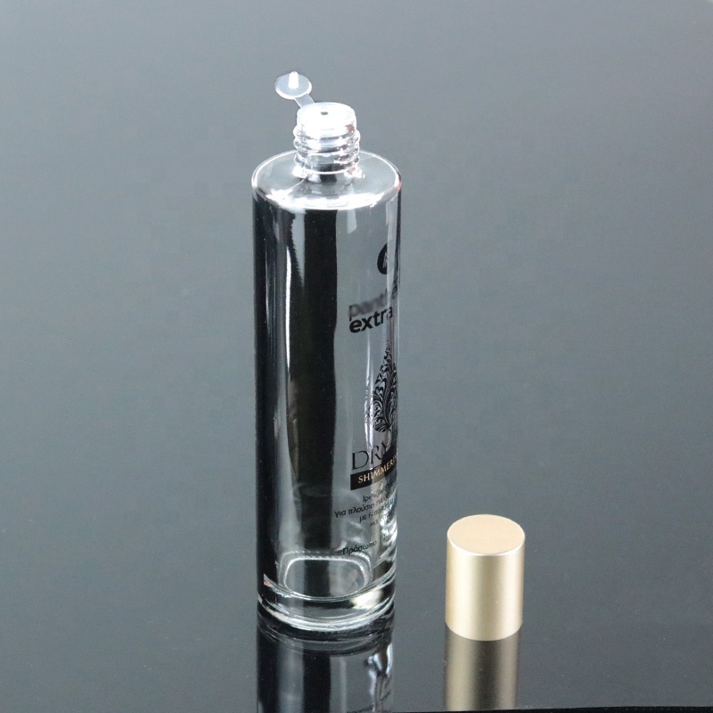 High Quality Factory Price 100ml Flat Shoulder Glass Cosmetic Toner Bottle With Screw Cap (EPG27)