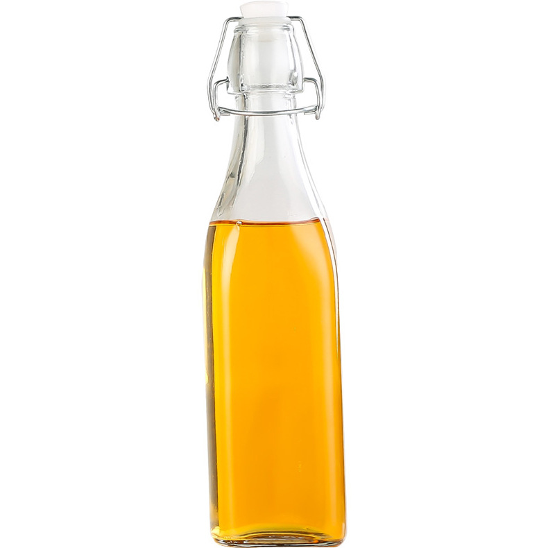 High Quality Factory Site Square Shape Sealed Transparent Glass Storage Bottles for Drinks