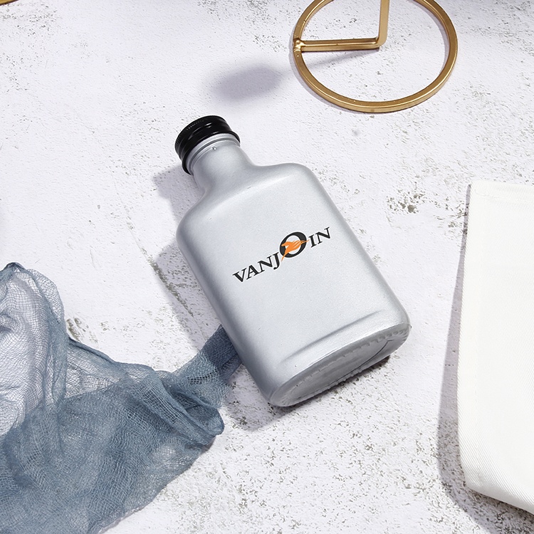 High Quality Flat Flask 200ml Cold Brew Coffee Bottle 250ml Glass Whisky Liquor Bottle with Aluminum lid