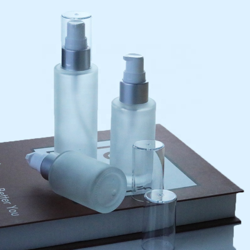 High Quality Flat Shoulder 30ml Frosted Glass Lotion Bottle for Cosmetic Packaging (EPG26)