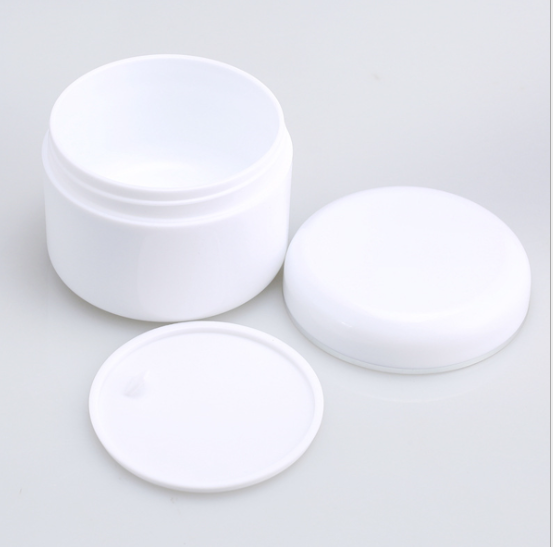 High Quality Free Sample Cosmetic Body Lotion Container 100g 100ml White Plastic Face Cream Jar with Silver Edge
