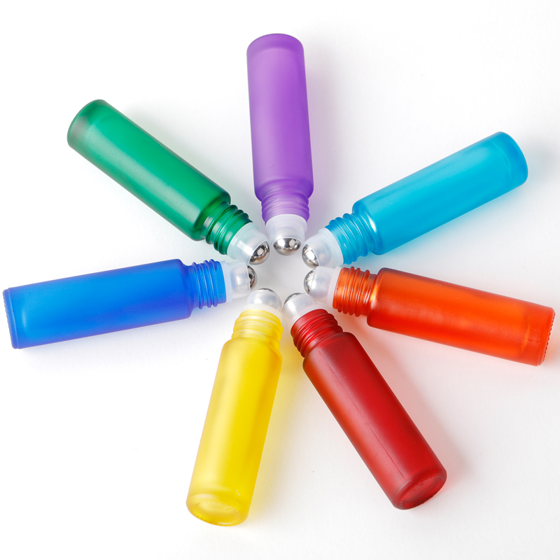 High Quality Frosted 10ml Roll On Glass Bottle 10 ml Roller Bottle With Gemstone Ball