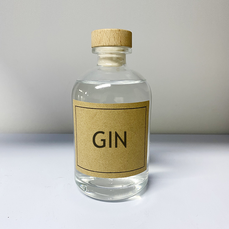 High Quality Frosted 250ml 375ml 500ml 8oz 12oz 16oz Gin Glass Bottle With Wood Cork Stopper