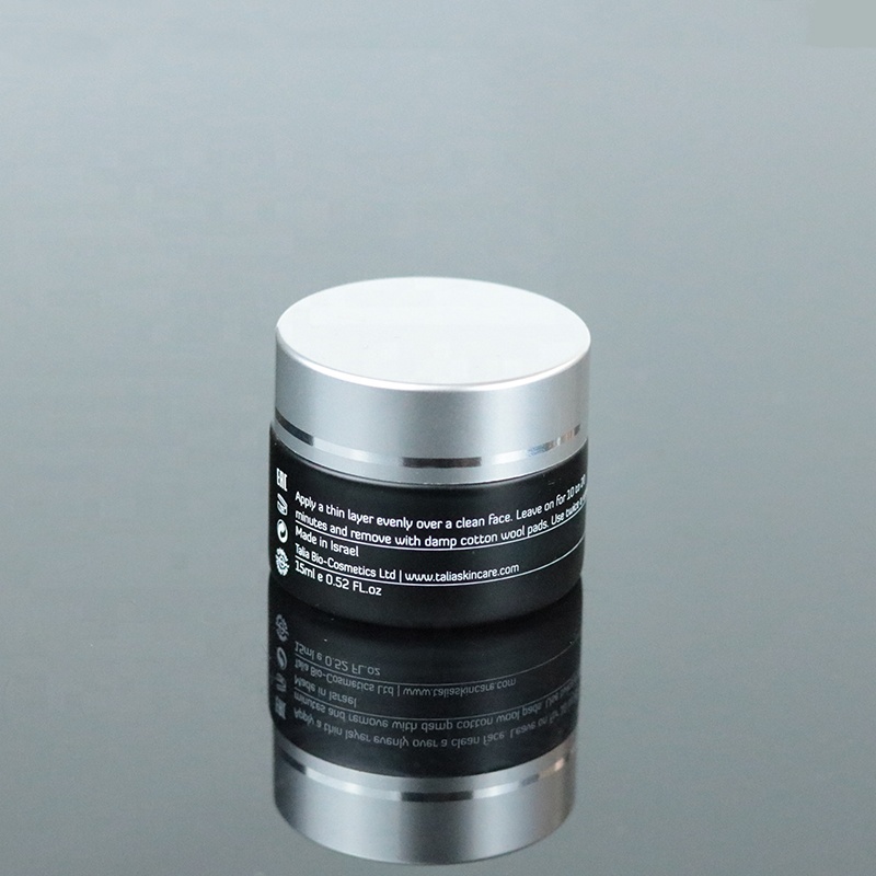 High Quality Frosted Cosmetic Matt Black Glass Jar with Screw Silver Lid (GJM50)
