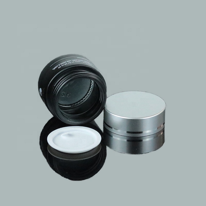 High Quality Frosted Cosmetic Matt Black Glass Jar with Screw Silver Lid (GJM50)