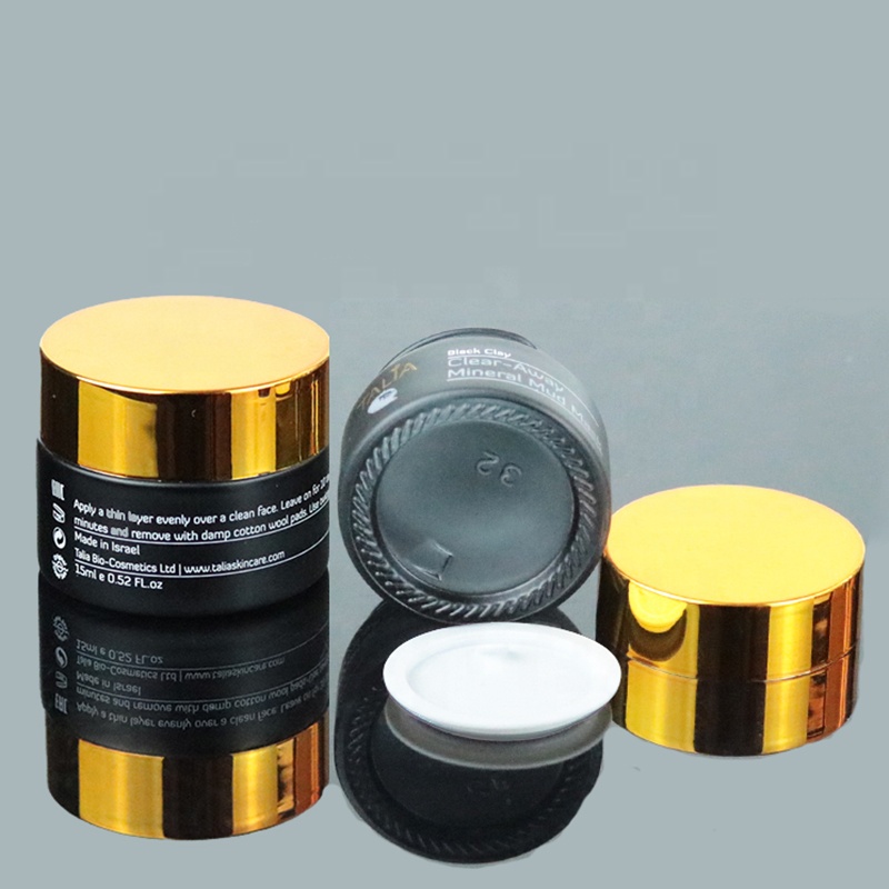 High Quality Frosted Cosmetic Matt Black Glass Jar with Screw Silver Lid (GJM50)
