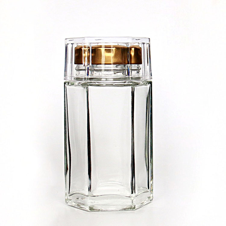 High Quality Glass Hexagon Jar with Acrylic Cap For Honey Drinking