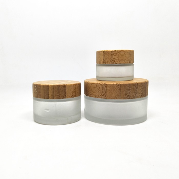 High Quality Glass Jar with Bamboo Cap 5g 10g15g 20g 25g 30g 50g 60g 100g Cream Jar Clear and Frosted Glass Cream Jar