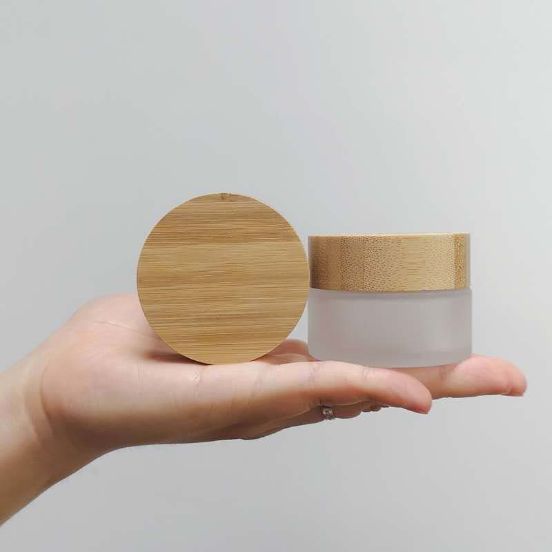 High Quality Glass Jar with Bamboo Cap 5g 10g15g 20g 25g 30g 50g 60g 100g Cream Jar Clear and Frosted Glass Cream Jar