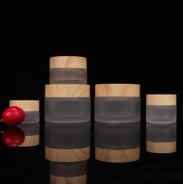 High Quality Glass Jar with Bamboo Cap 5g 10g15g 20g 25g 30g 50g 60g 100g Cream Jar Clear and Frosted Glass Cream Jar