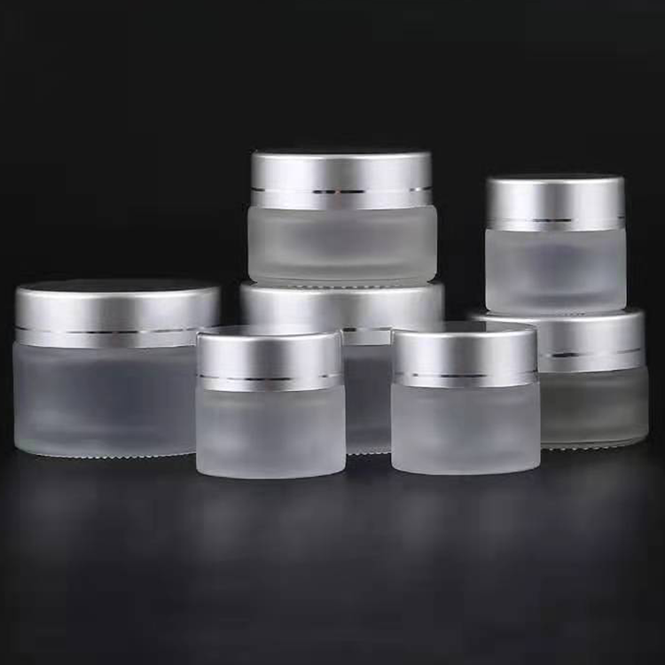 High Quality Glass Jar with lid 50g 100g 200g Cream Jar Clear and Frosted Glass Cream Jar