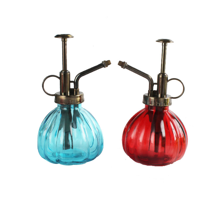 High Quality Glass Pumpkin Shaped Glass Watering Can 250ml Spray Bottle with Pump