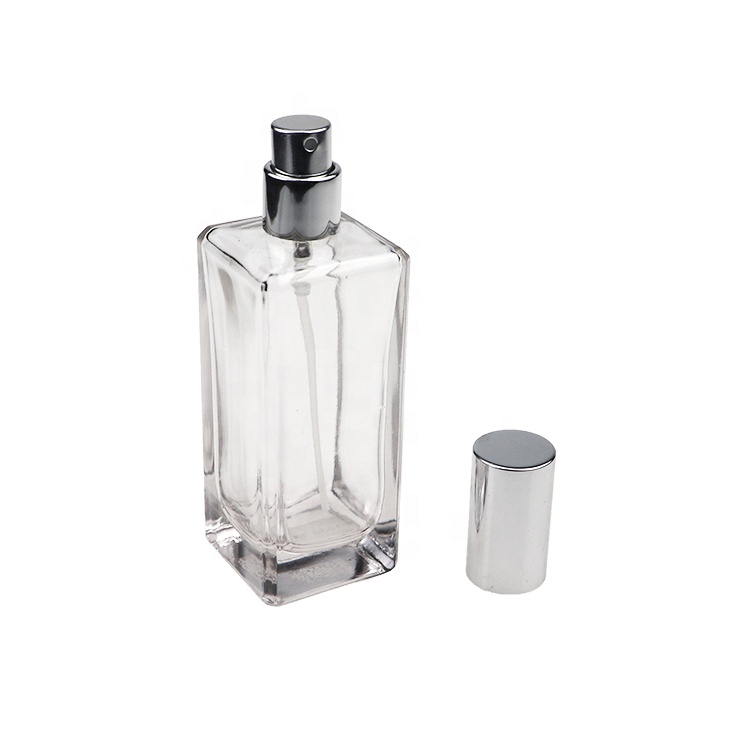 High Quality Glass Square Crimp Neck 50 ml Perfume Glass Bottle