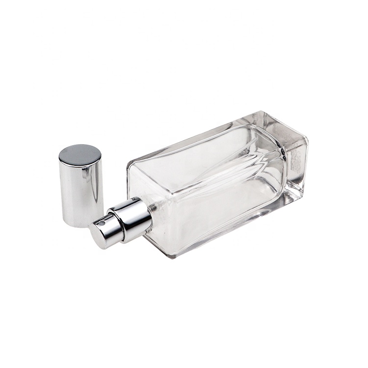 High Quality Glass Square Crimp Neck 50 ml Perfume Glass Bottle