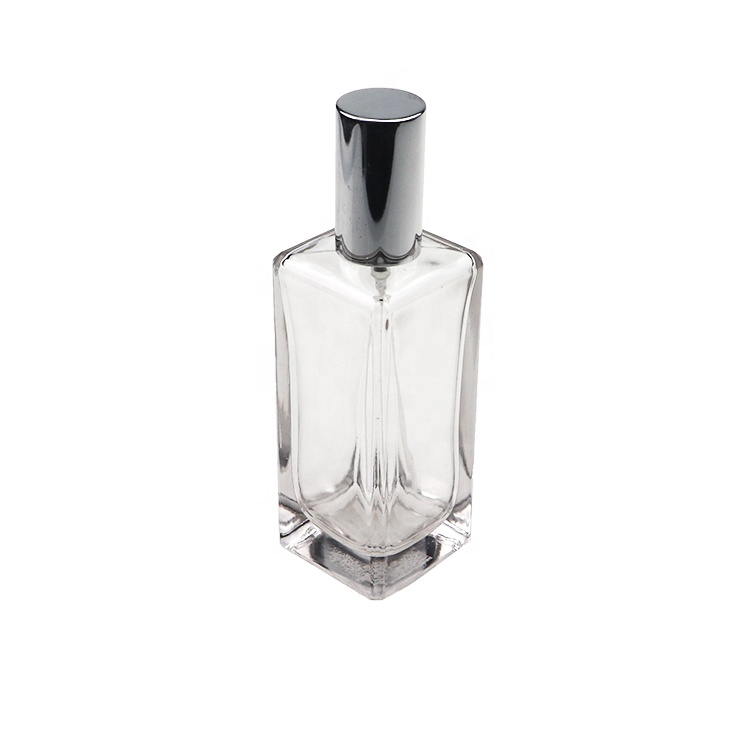 High Quality Glass Square Crimp Neck 50 ml Perfume Glass Bottle