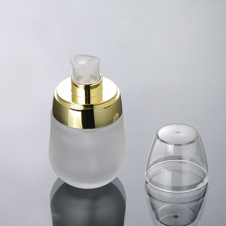 High Quality Golden Cap 30G 50G Frosted Glass Jar Cosmetic 30Ml 120Ml Cosmetic glass bottles