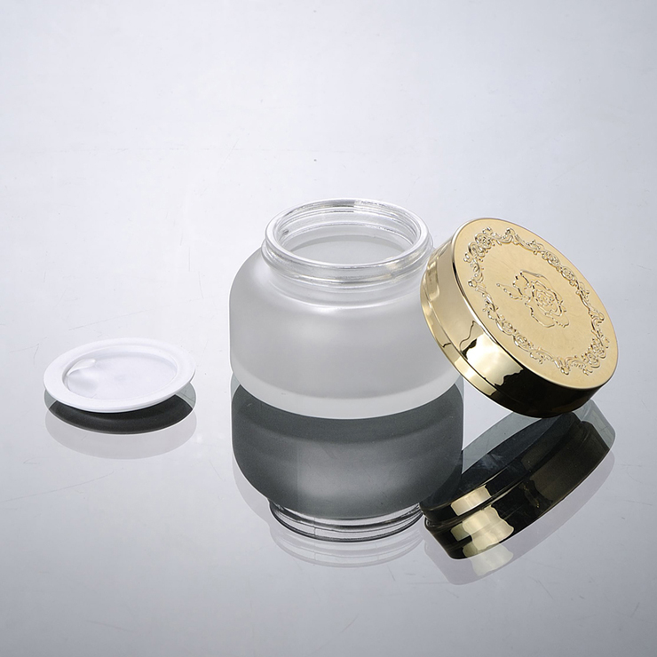 High Quality Golden Cap 30G 50G Frosted Glass Jar Cosmetic 30Ml 120Ml Cosmetic glass bottles