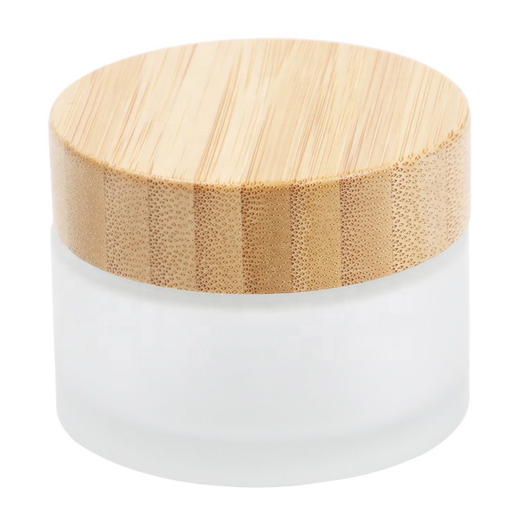 High Quality Good Selling Makeup Remover Container Skin Care Cosmetic 30g 50g Frosted Green Glass Jar Bamboo Lid