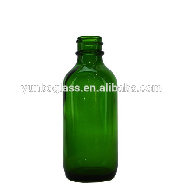 High Quality Green Boston Round Glass Bottle 2 oz with Treatment Pump for Lotion and Cream