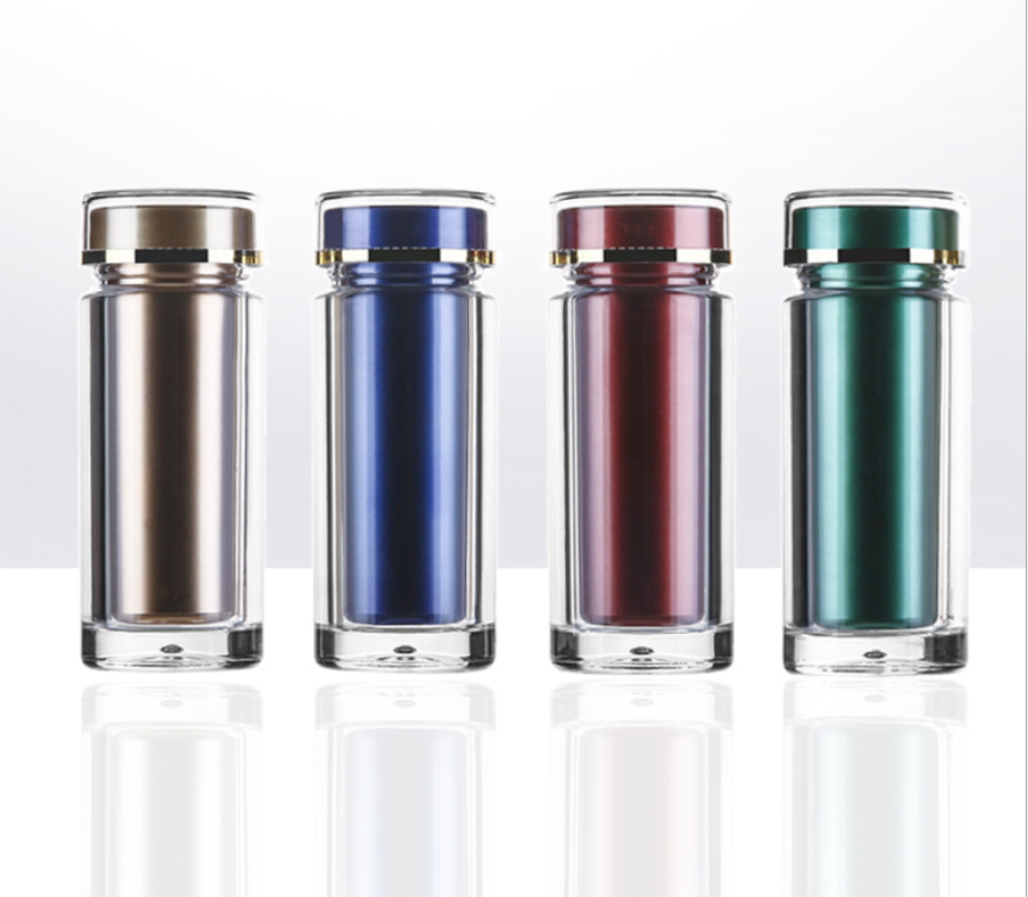 High Quality Health Care Bottle Double Layer Pill Bottle Acrylic Medicine Bottle with ABS Inner