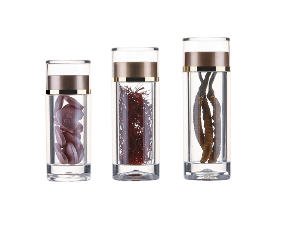 High Quality Health Care Bottle Double Layer Pill Bottle Acrylic Medicine Bottle with ABS Inner