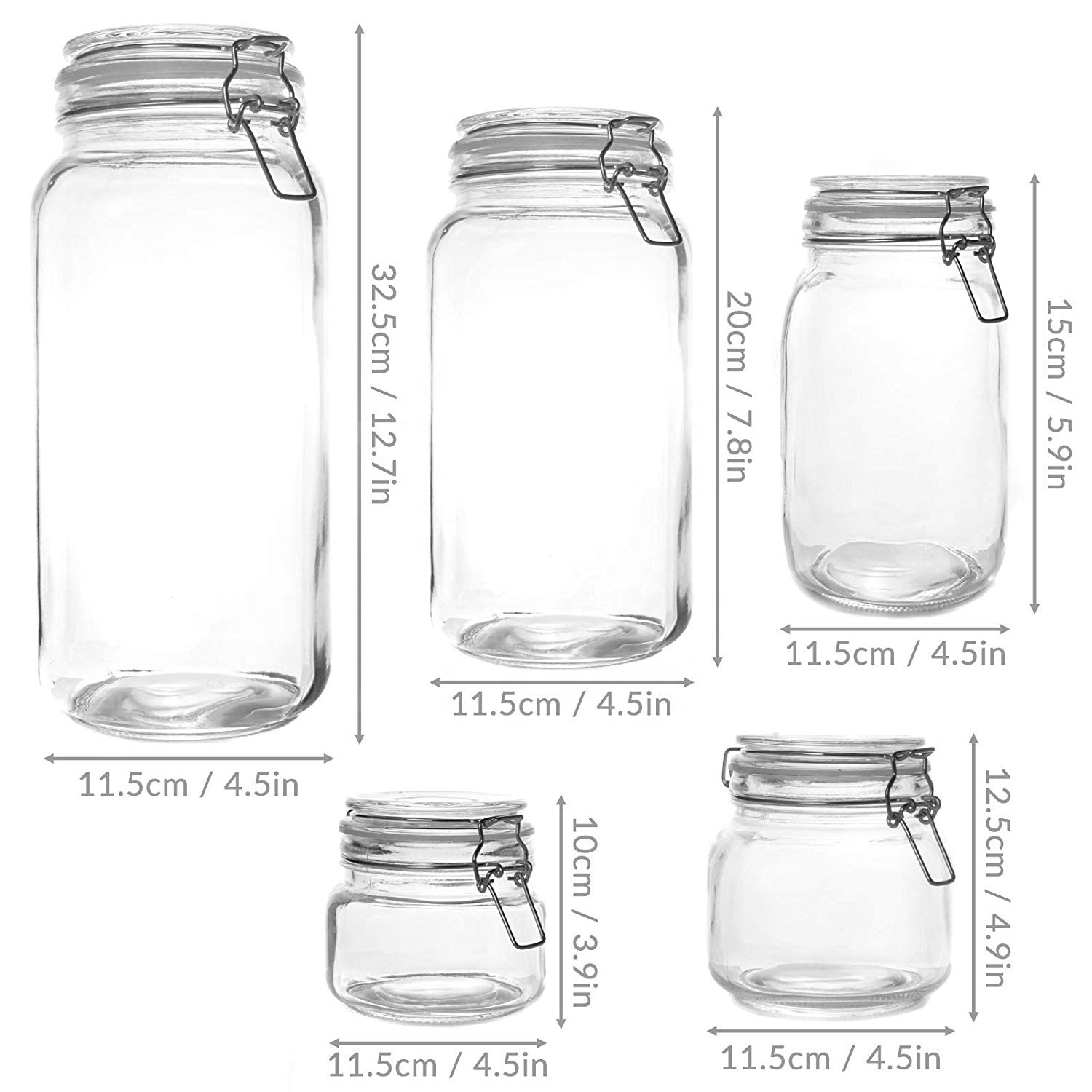 High Quality Home Kitchen Glass Storage Coffee Wide Mouth Jar With Leak Proof Hinged Lid