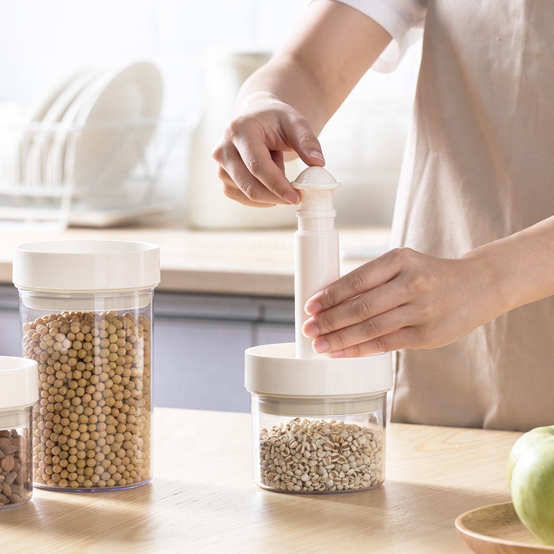 High Quality Kitchen Round Vacuumize Plastic Food Containers Storage Jar Set